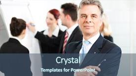  Presentation with team leader - Audience pleasing PPT theme consisting of leader managers - business - team backdrop and a ocean colored foreground