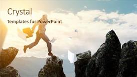  Presentation with leader - Colorful slide set enhanced with leader mountains - side view of a black backdrop and a cream colored foreground