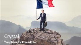  Presentation with france flag - Cool new slides with leader mountains - successful businessman on the top backdrop and a  colored foreground