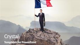  Presentation with france flag - Colorful presentation theme enhanced with leader mountains - successful businessman on the top backdrop and a gray colored foreground