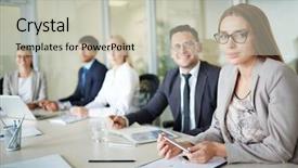  Presentation with team leader - Presentation consisting of leader of team background and a  colored foreground