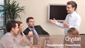  Presentation with business coaching - Theme consisting of leader presenting - business group coaching background and a  colored foreground