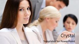  Presentation with current - Audience pleasing slide set consisting of leader presenting - business people at the presentation backdrop and a lemonade colored foreground