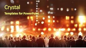  Presentation with standing out in the crowd - Presentation featuring leader success - crowd of businesspeople standing background and a  colored foreground