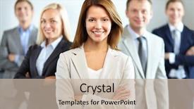  Presentation with woman leader - Beautiful slides featuring leader success - portrait of a smiling business backdrop and a soft green colored foreground