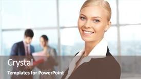  Presentation with camera - Slides enhanced with leader success - portrait of happy businesswoman smiling background and a tawny brown colored foreground