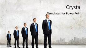  Presentation with career success story line - Presentation design consisting of leader success - successful confident businessmen standing background and a white colored foreground