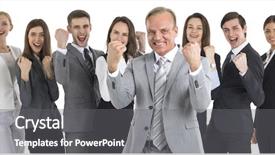  Presentation with successful group of surgeons - Cool new presentation with leader success - successful excited business people group backdrop and a gray colored foreground