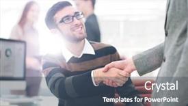  Presentation with people - Slides having leader team - business people closing a deal background and a  colored foreground