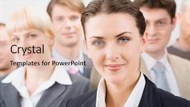  Presentation with female leader - Cool new slide set with leader with her business team backdrop and a  colored foreground