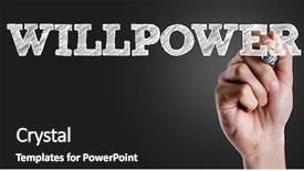  Presentation with writing - PPT theme with leaderincenter - hand writing the text willpower background and a dark gray colored foreground