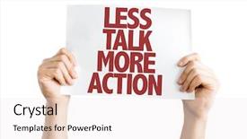  Presentation with talk - Cool new theme with leaderincenter - less talk more action placard backdrop and a sky blue colored foreground