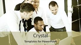  Presentation with people - Slide deck with leaders leadership - business people working in office background and a  colored foreground