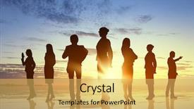  Presentation with business people silhouette - Slide deck having leaders leadership - silhouettes of business people background and a  colored foreground