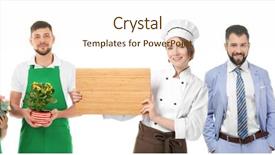  Presentation with businesses - Theme with leaders managers differences - collage with owners of different background and a lemonade colored foreground