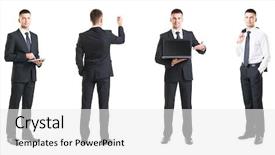  Presentation with business leaders - Colorful presentation enhanced with leaders managers differences - set of a young backdrop and a white colored foreground