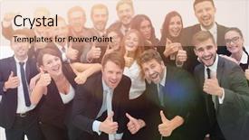  Presentation with successful - Cool new PPT theme with leaders managers differences - successful business team showing thumbs backdrop and a coral colored foreground