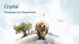  Presentation with asphalt road animtion - Colorful PPT layouts enhanced with leaders national - rhino on asphalt road backdrop and a sky blue colored foreground