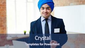  Presentation with turban - PPT theme consisting of leaders national - young office worker in suit background and a ocean colored foreground