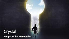  Presentation with problem solution idea concept 3d - Amazing PPT layouts having leaders open doors - businessman looking a big key backdrop and a  colored foreground
