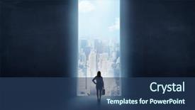  Presentation with businessman standing on maze - Presentation theme enhanced with leaders open doors - businessman standing in front background and a ocean colored foreground