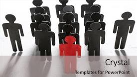  Presentation with leader - Presentation design consisting of boss vs leader concept crowd background and a light gray colored foreground