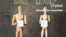  Presentation with leader - PPT theme with science company - boss vs leader concept wooden background and a gray colored foreground