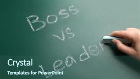  Presentation with female leader - Amazing presentation having words boss vs leader backdrop and a ocean colored foreground