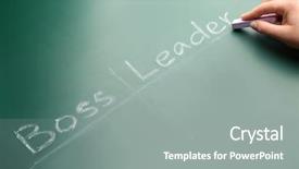  Presentation with female leader - Colorful presentation theme enhanced with words boss vs leader backdrop and a gray colored foreground