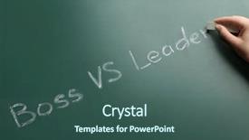  Presentation with female leader - Amazing PPT theme having words boss vs leader backdrop and a ocean colored foreground