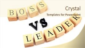  Presentation with wooden english letters alphabet - Cool new presentation theme with forming text boss vs leader backdrop and a cream colored foreground
