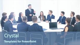  Presentation with company - Beautiful slide set featuring leadership - boss holding company holds backdrop and a ocean colored foreground