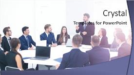  Presentation with company - Audience pleasing PPT theme consisting of leadership - boss holding company holds backdrop and a white colored foreground