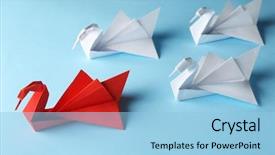  Presentation with red white blue - Presentation design enhanced with leadership - boss vs leader concept white background and a light blue colored foreground