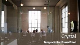  Presentation with meeting - Colorful presentation theme enhanced with leadership - business colleagues at a meeting backdrop and a tawny brown colored foreground