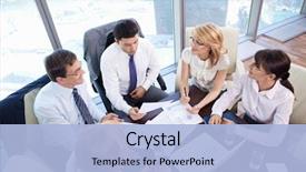  Presentation with leadership - PPT theme enhanced with leadership - business people are discussing background and a light blue colored foreground