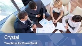  Presentation with negotiating - Presentation theme with leadership - business people at the negotiating background and a ocean colored foreground