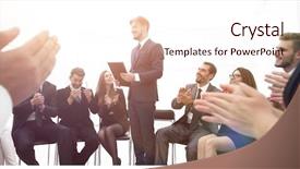  Presentation with leadership team - Slides consisting of leadership - business team applauding the coach background and a lemonade colored foreground