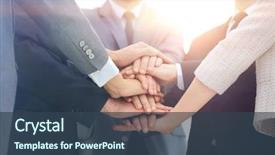  Presentation with team hands - Slide deck consisting of leadership - business team joining hands together background and a ocean colored foreground
