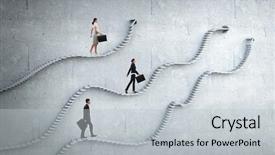  Presentation with suitcase - Slide set having leadership - businessman with suitcase running background and a light gray colored foreground