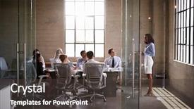  Presentation with meeting - Amazing presentation theme having leadership - businesswoman presenting to colleagues backdrop and a dark gray colored foreground