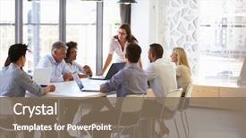  Presentation with meeting - Slides having leadership - businesswoman presenting to colleagues background and a violet colored foreground