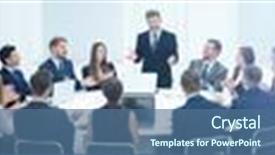  Presentation with business in green - Beautiful theme featuring friendly business team applause greeted backdrop and a ocean colored foreground