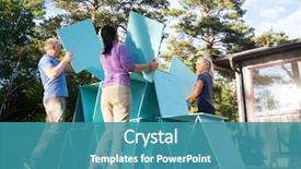  Presentation with pyramid - Audience pleasing slide deck consisting of leadership - friends building pyramid with wooden backdrop and a teal colored foreground