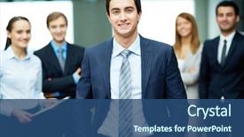  Presentation with friendly - PPT layouts enhanced with leadership - group of friendly businesspeople background and a ocean colored foreground