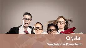  Presentation with leadership - Amazing slides having leadership - group of young people opening backdrop and a coral colored foreground