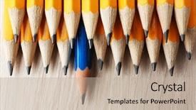  Presentation with pencils - Cool new presentation with leadership - individuality concept pencils close-up backdrop and a mint green colored foreground