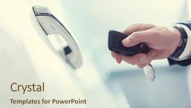  Presentation with man heart attact hand hold - Slide deck featuring man's hand with car keys background and a  colored foreground