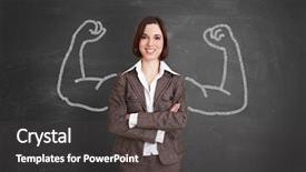  Presentation with strong - PPT layouts having leadership - strong businesswoman stands in front background and a dark gray colored foreground