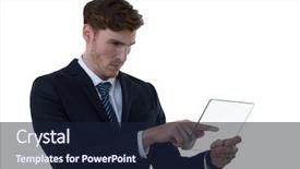  Presentation with using digital tablet - Amazing PPT layouts having leadership 29 - businessman using glass digital tablet backdrop and a  colored foreground